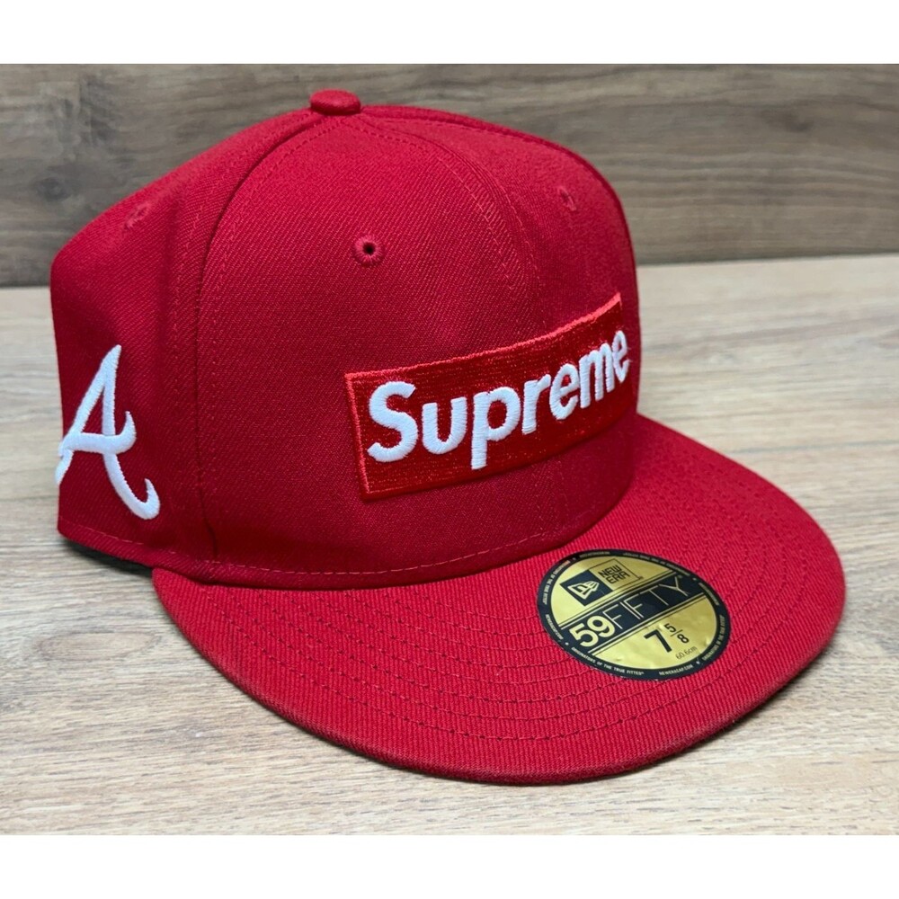 Supreme Atlanta Braves New Era 59Fifty 7-5/8 Fitted Hat Cap Red MLB ATL